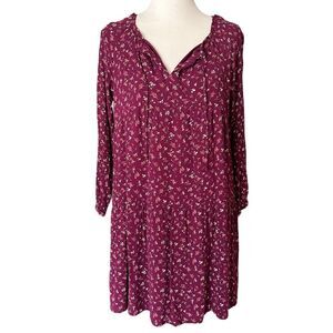 Old Navy Floral Boho Casual Flowy Pheasant Long Sleeved Midi Sundress